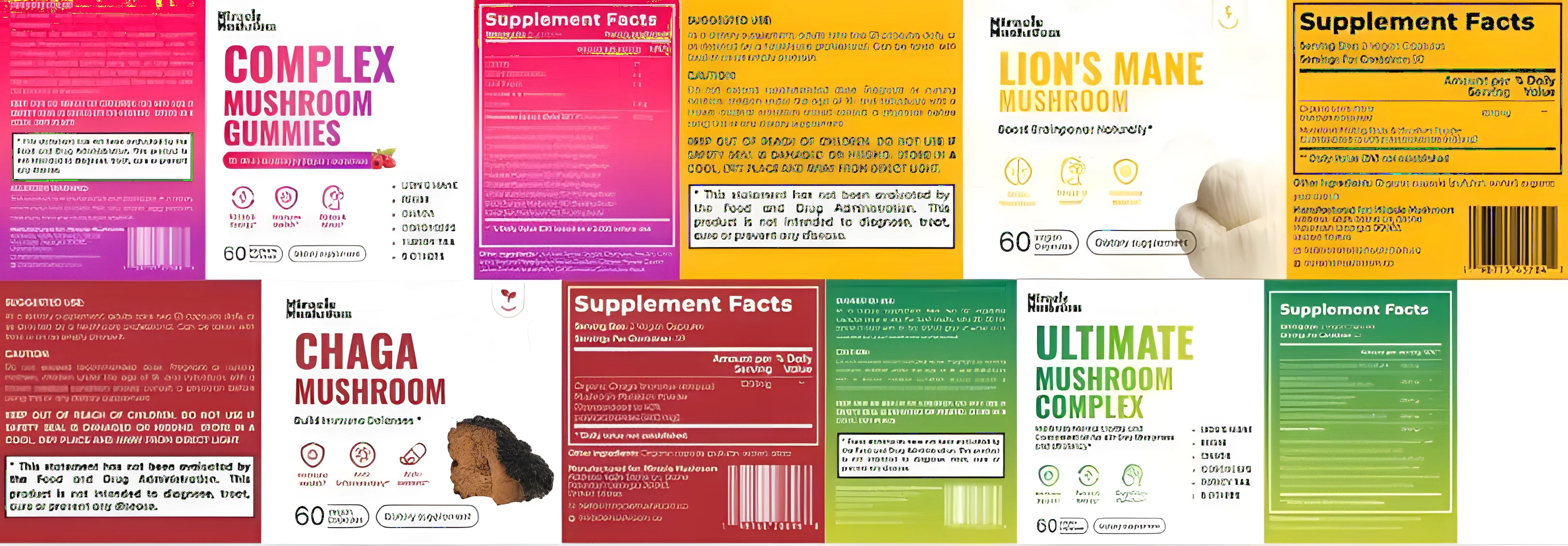 Miracle Mushroom — full product line packaging layout